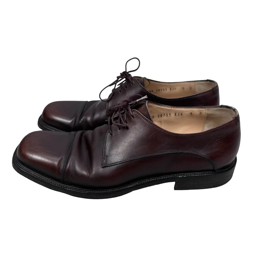 Salvatore Ferragamo Studio Mens 9 D Dark Brown Leather Cap Toe Derby 01UH 38755